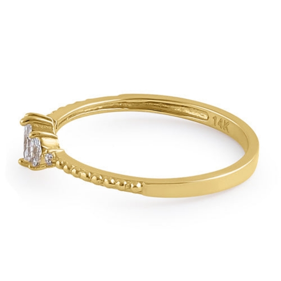 Solid 14K Gold Marquise Clear CZ Engagement Ring - Picture 2 of 4